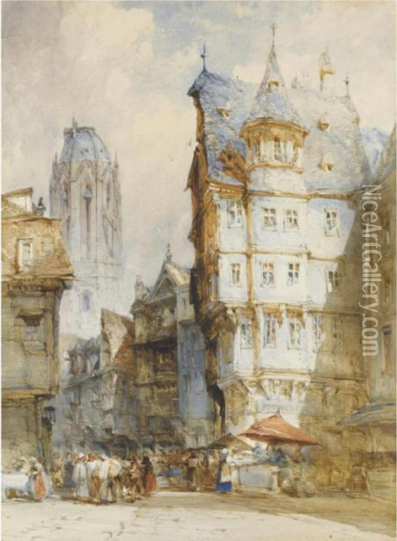 Various Properties
 

 
 
 

 
 The Market, Frankfurt Oil Painting - William Callow