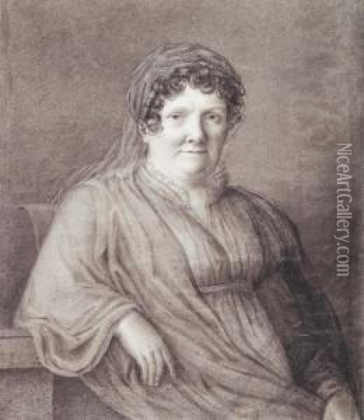 Portrait De Femme. Oil Painting - Joseph Ferdinand Lancrenon