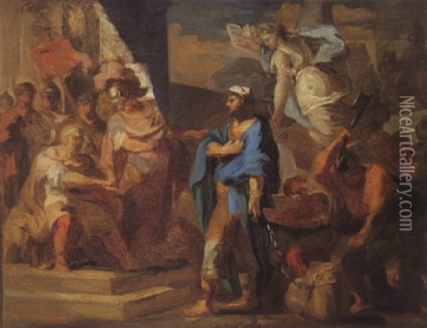 L'historien Juif Flavius Josephe Delivre A Rome De Ses Fers Oil Painting - Jean-Antoine-Theodore Giroust