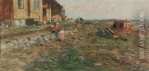 Barn I Kustlandskap Oil Painting - Wilhelm von Gegerfelt