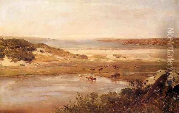 Landscape with River Oil Painting - Thomas Worthington Whittredge