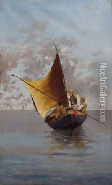Marina Con Pescatori Oil Painting - Francesco Saverio Torcia