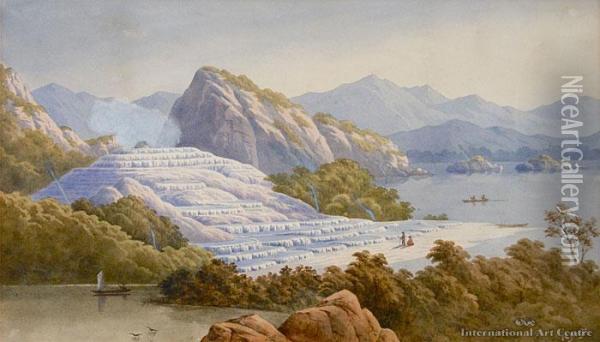 White Terraces, Rotomahana Oil Painting - John Barr Clarke Hoyte
