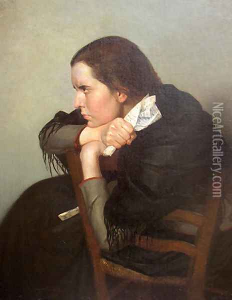 Portrait of the Artist Seraphima Blonskaya-The Letter, 1890 Oil Painting - Dmitri Minaevich Sinodi-Popov