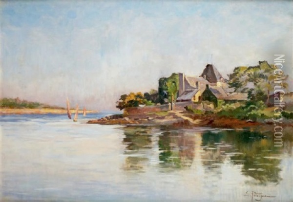 Manoir Au Bord De L'estuaire Oil Painting - Edmond Marie Petitjean