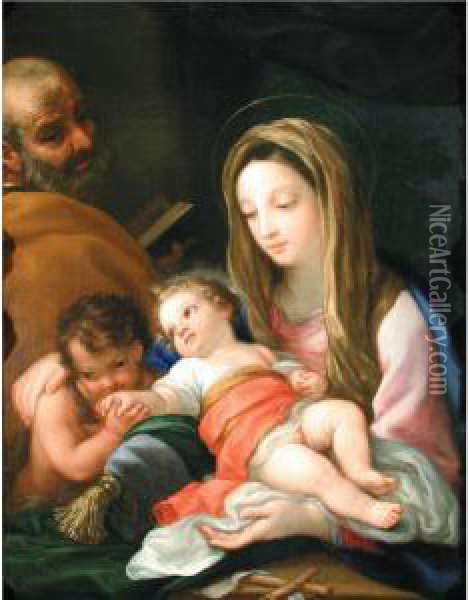 The Holy Family With The Infant Saint John The Baptist Oil Painting - Bartolomeo Giuseppe Chiari