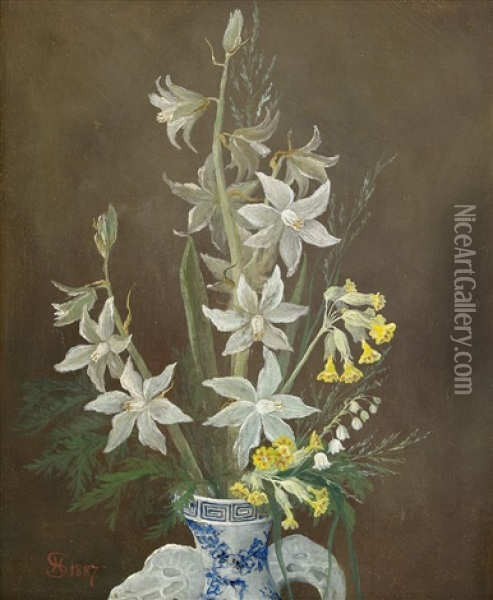 Varblommor I Vas Oil Painting - Hugo Salmson