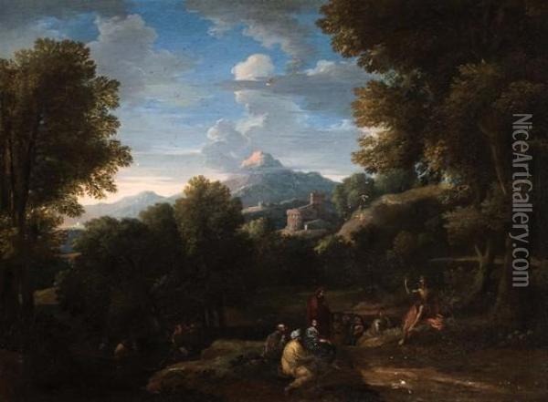 Paesaggio Con La Predica Del Battista Oil Painting - Jan Frans Van Bloemen (Orizzonte)