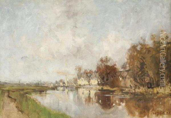Fluslandschaft Oil Painting - Fredericus Jacobus Van Rossum Du Chattel