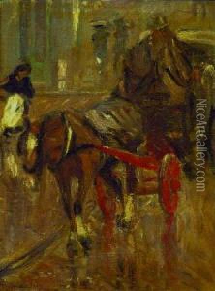 (i) Carriage In The Rain Oil Painting - Maurits Niekerk