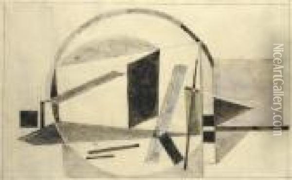 Non-objective Composition Oil Painting - Eliezer Markowich Lissitzky