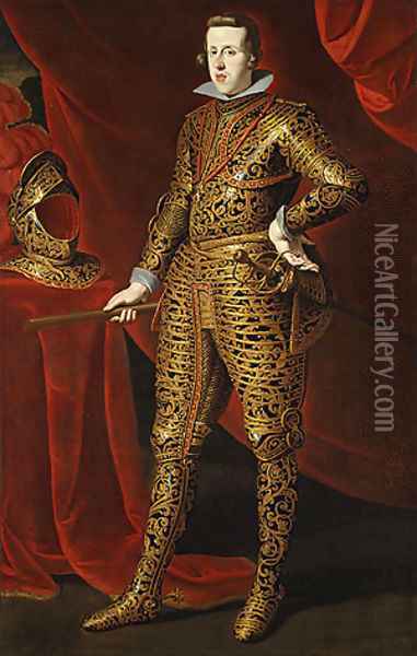 Philip IV in Parade Armor possibly late 1620s Oil Painting - Gaspard de Crayer