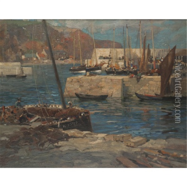 Harbour Scene, Berwick On Tweed Oil Painting - James Whitelaw Hamilton