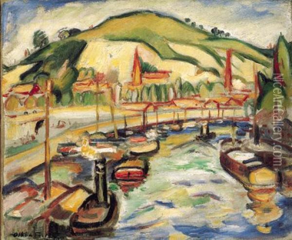 Port De Rouen Oil Painting - Emile-Othon Friesz