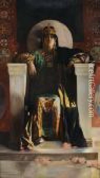 Empress Theodora Seated On Her Throne Oil Painting - Benjamin Jean Joseph Constant