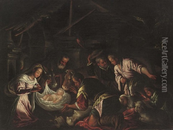 The Adoration Of The Shepherds Oil Painting - Francesco da Ponte Bassano