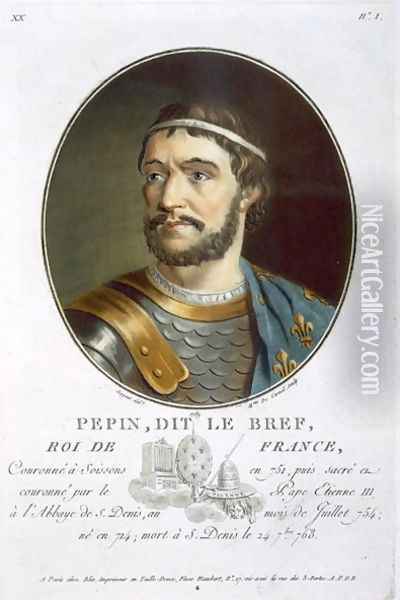 Portrait of Pepin, Called Le Bref, King of France 714-768, engraved by Madame de Cernel, 1789 Oil Painting - Antoine Louis Francois Sergent-Marceau