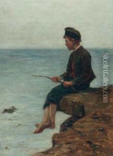 A Young Fisherman. Oil Painting - James Coutts Michie