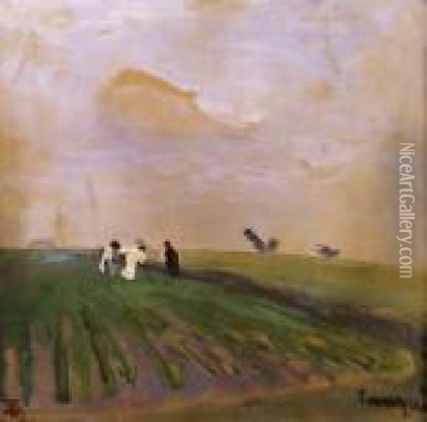 In The Field Oil Painting - Janos Tornyai
