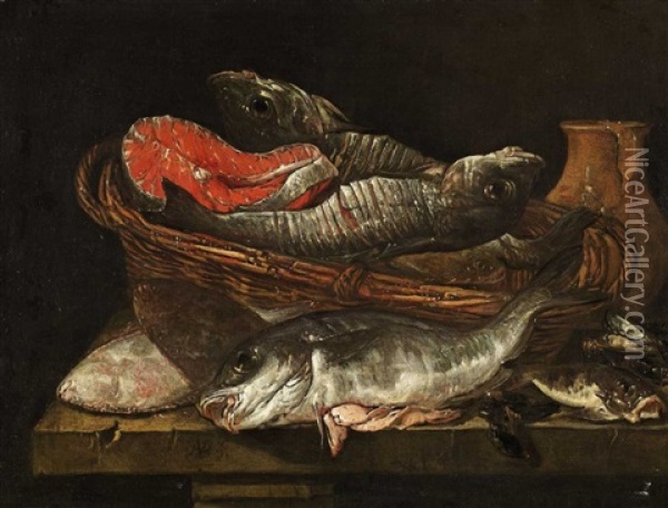 Fish Still Life Oil Painting - Abraham van Beyeren