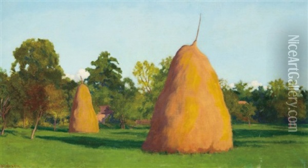 Haystacks Oil Painting - Samu Boertsoek