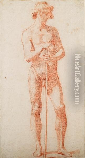 Male Nude With Staff Oil Painting - (Jacopo Chimenti) Empoli