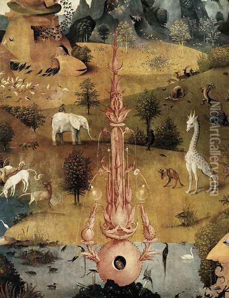 Triptych of Garden of Earthly Delights (left wing) (detail 2) c. 1500 Oil Painting - Hieronymous Bosch