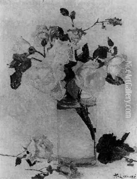 Vases De Roses Oil Painting - Achille Lauge