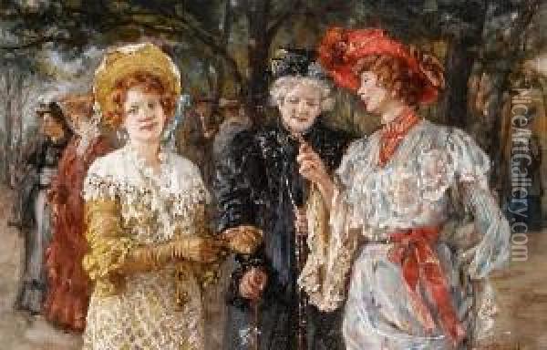 Trois Femmes Au Parc Oil Painting - Marie Philips Weber