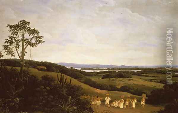 Panoramic View in Brazil with a River in the Distance Oil Painting - Frans Jansz. Post