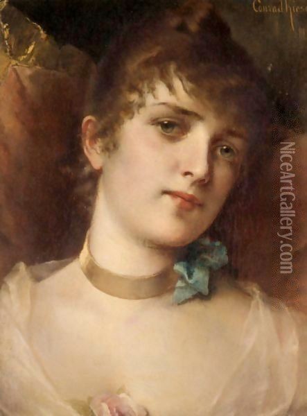 Portrait Of A Lady Oil Painting - Conrad Kiesel