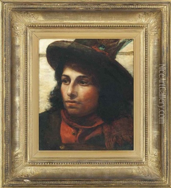 Portrait Of A Young Italian Man Oil Painting - Anna Louisa Robinson Swynnerton