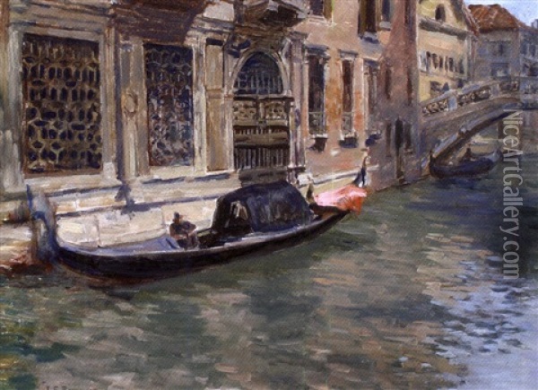 La Gondole A Venise Oil Painting - Joseph Felix Bouchor