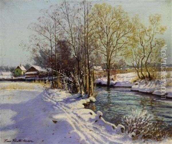 Sonniger Wintertag An Der Wurm Oil Painting - Hans (Johann) Klatt