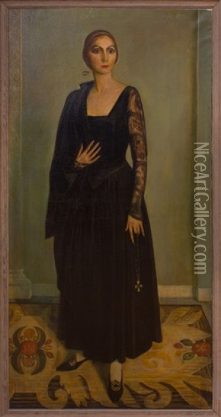Valentina Sanina (mrs. George Schlee) Oil Painting - Abram Poole