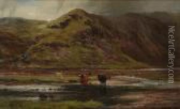 Ben Lea, Isle Of Skye, From The Head Of Loch Sligachan, Low Tide Oil Painting - Louis Bosworth Hurt