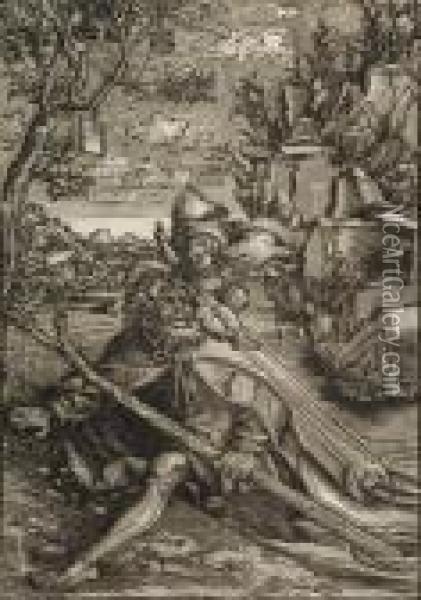 Saint Christopher (b. 58; Holl. 79 Iie; Strauss 4 Ii) Oil Painting - Lucas The Elder Cranach