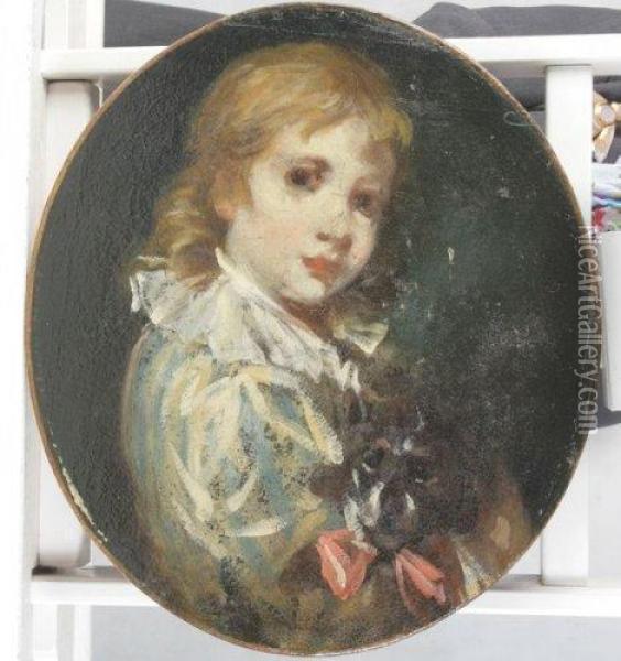 Portrait D'enfant Avec Son Chien Oil Painting - Jean Baptiste Greuze
