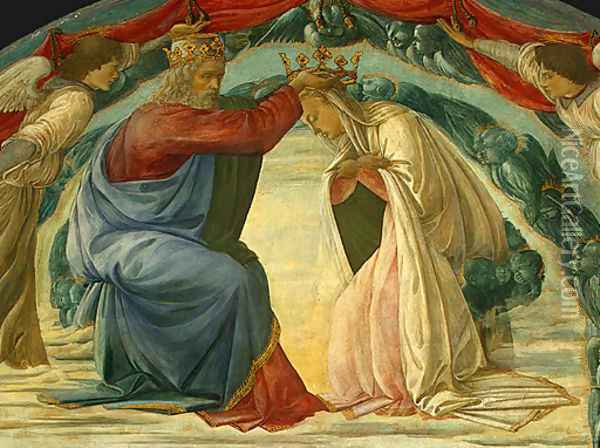 The Coronation of the Virgin (detail) c. 1480 Oil Painting - Filippino Lippi