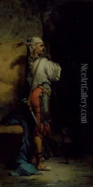 A North African Warrior Oil Painting - Ernest Meissonier