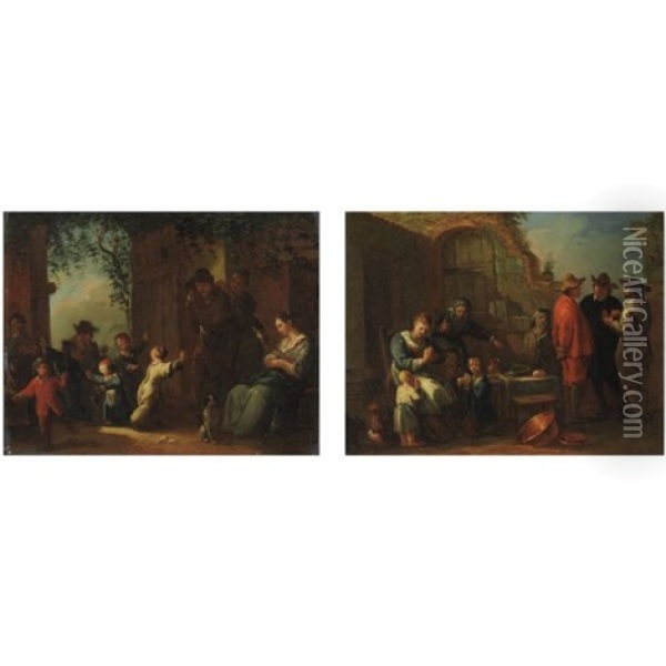 Scene Di Genere (pair) Oil Painting - Pietro Domenico Oliviero