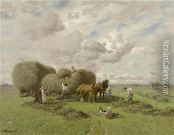 Hay Harvest Oil Painting - Desire Tomassin
