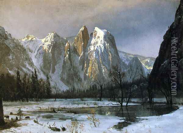 Cathedral Rocks, Yosemite Valley, California Oil Painting - Albert Bierstadt