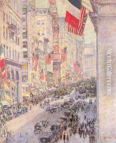 Up the Avenue from Thirty-Fourth Street, May 1917 Oil Painting - Childe Hassam
