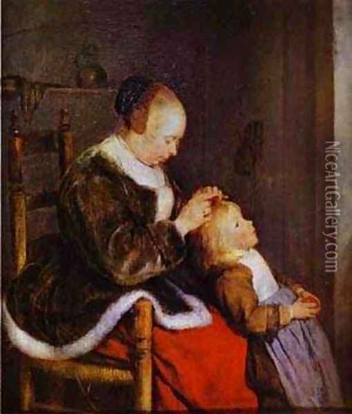 Motherly Care 1654 Oil Painting - Gerard Terborch