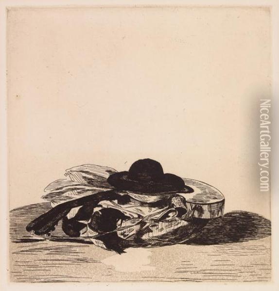 Chapeau Et Guitarre: Frontispice Oil Painting - Edouard Manet