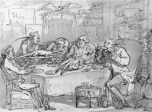 The Fish Dinner 1788 Oil Painting - Thomas Rowlandson