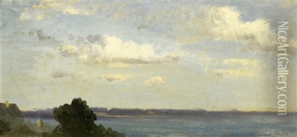 Wolken Uber Einem See (study) Oil Painting - Adolf Heinrich Lier