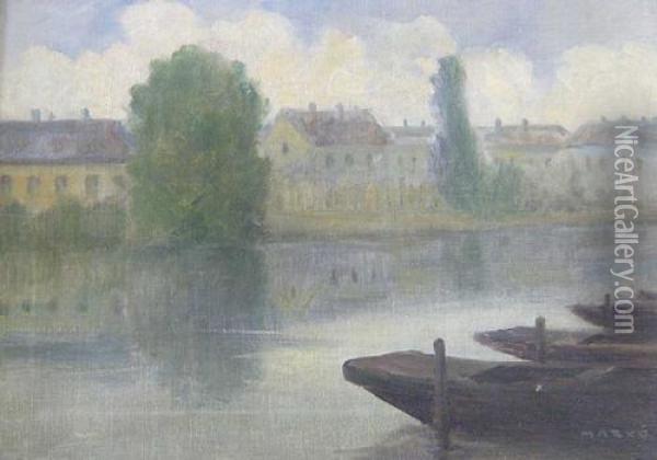 Punts On A River Oil Painting - Marko Erno