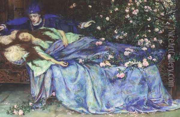 Sleeping Beauty Oil Painting - Henry Meynell Rheam